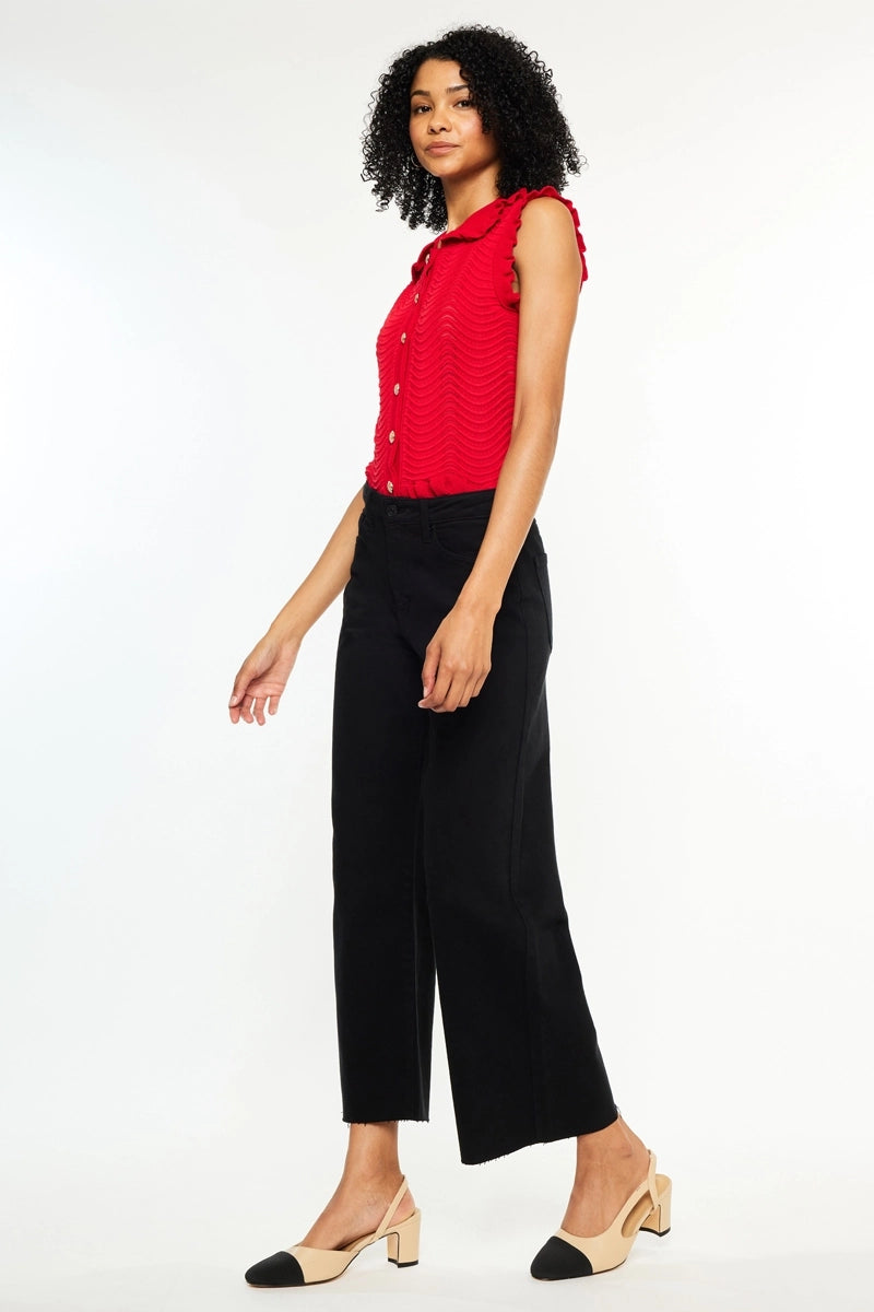 Eve Black HR Crop Wide Leg KanCan Jeans