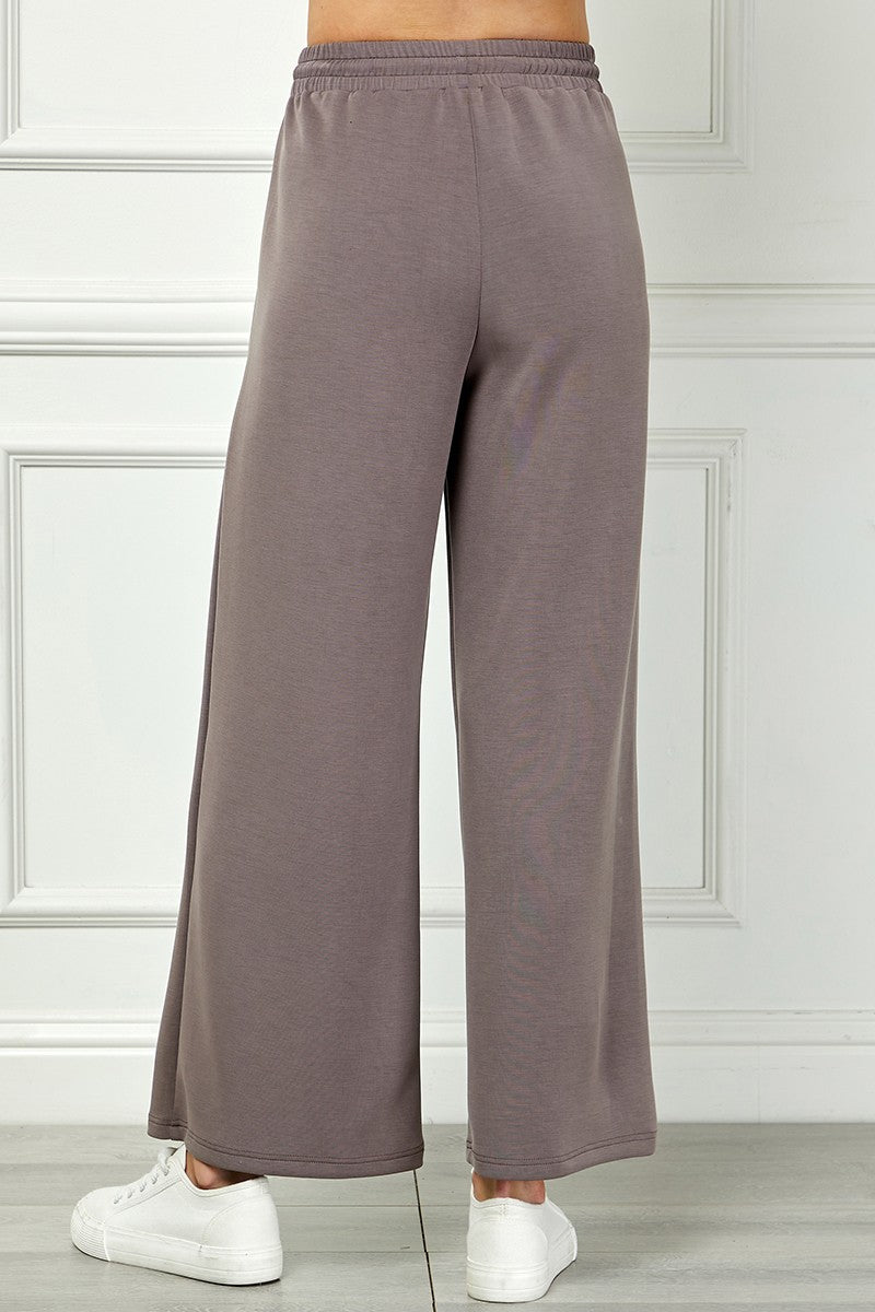 Wide-leg Pants With Drawstring Waist - Mocha