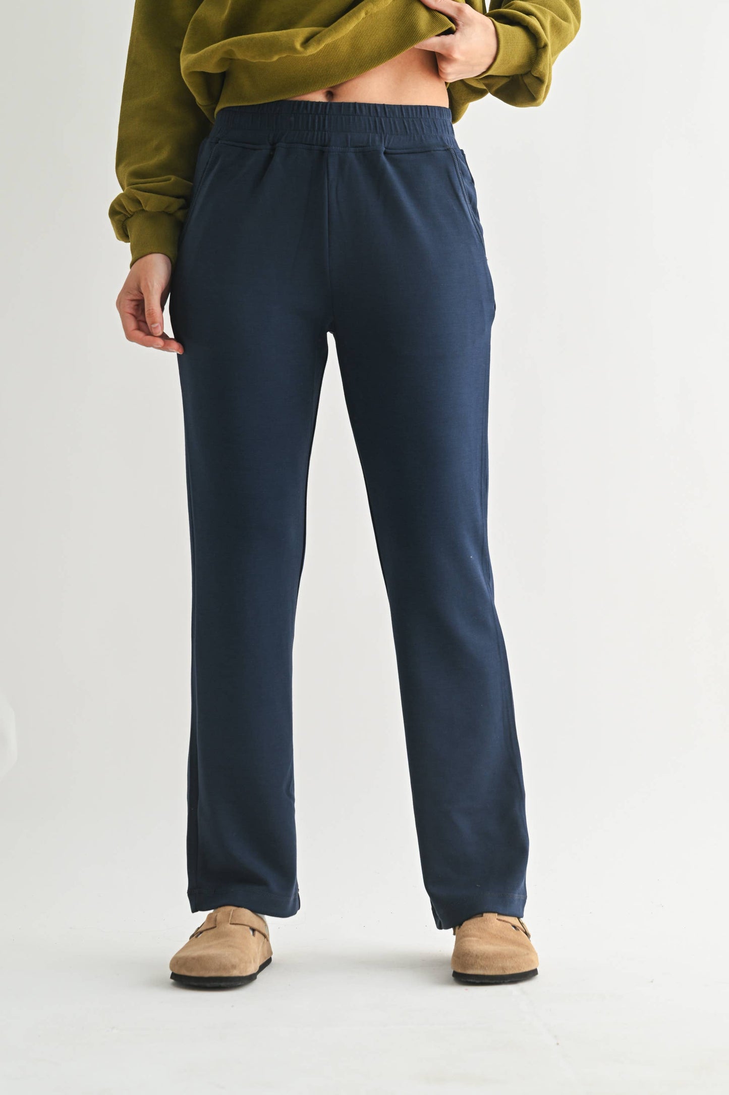 Modal Blend High-Waist Pants - Black