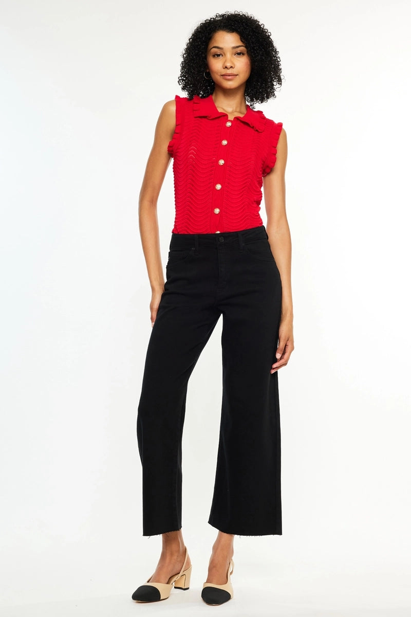 Eve Black HR Crop Wide Leg KanCan Jeans