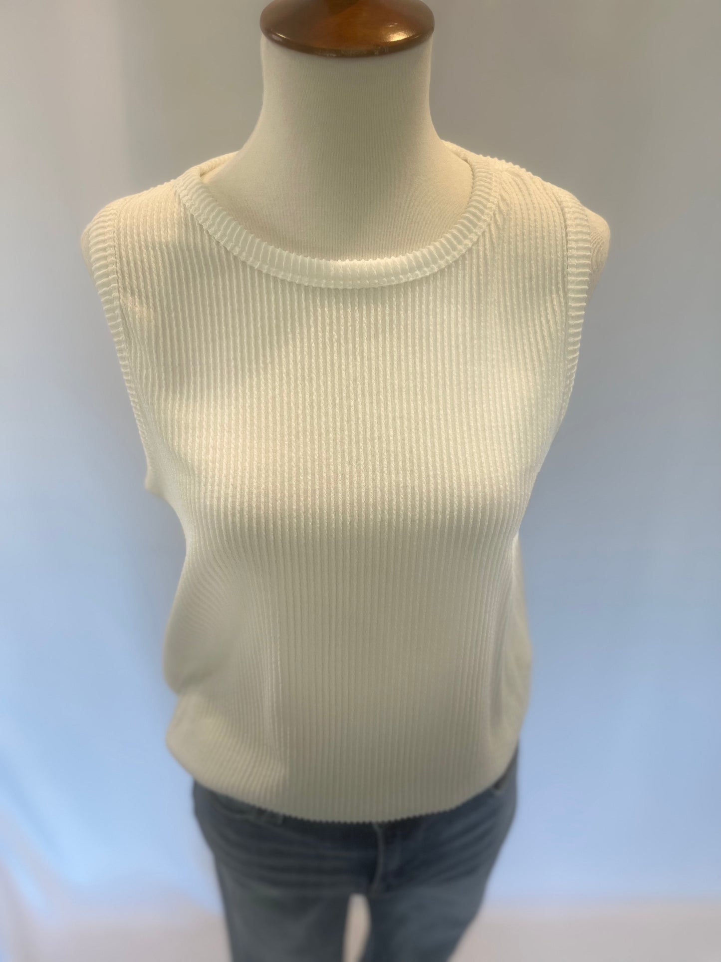 Ribbed Tank - White