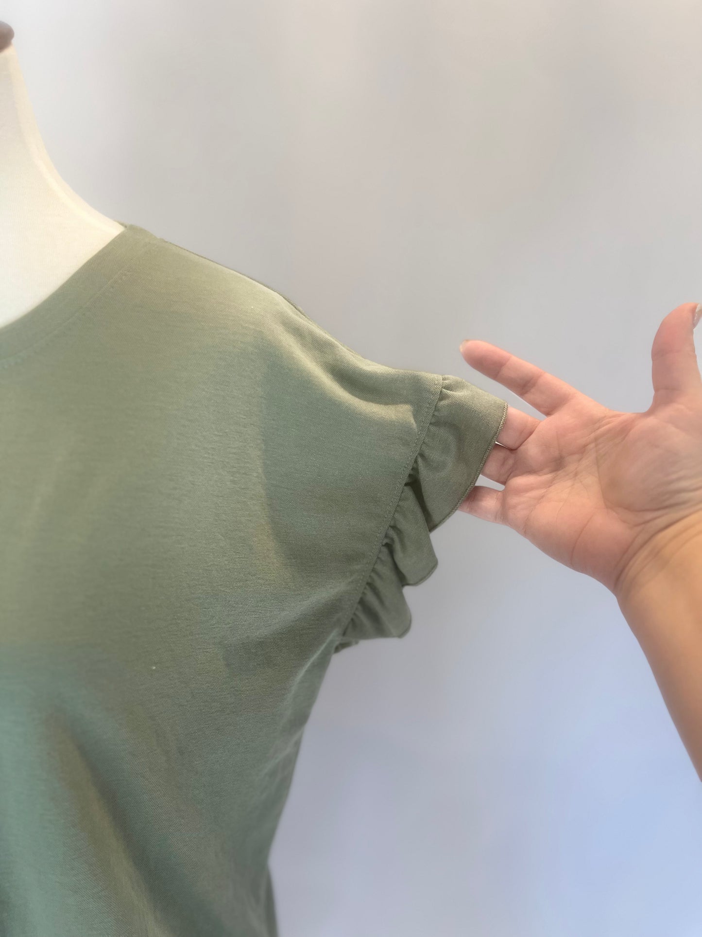 Gabi Ruffle Sleeve Round Neck Top