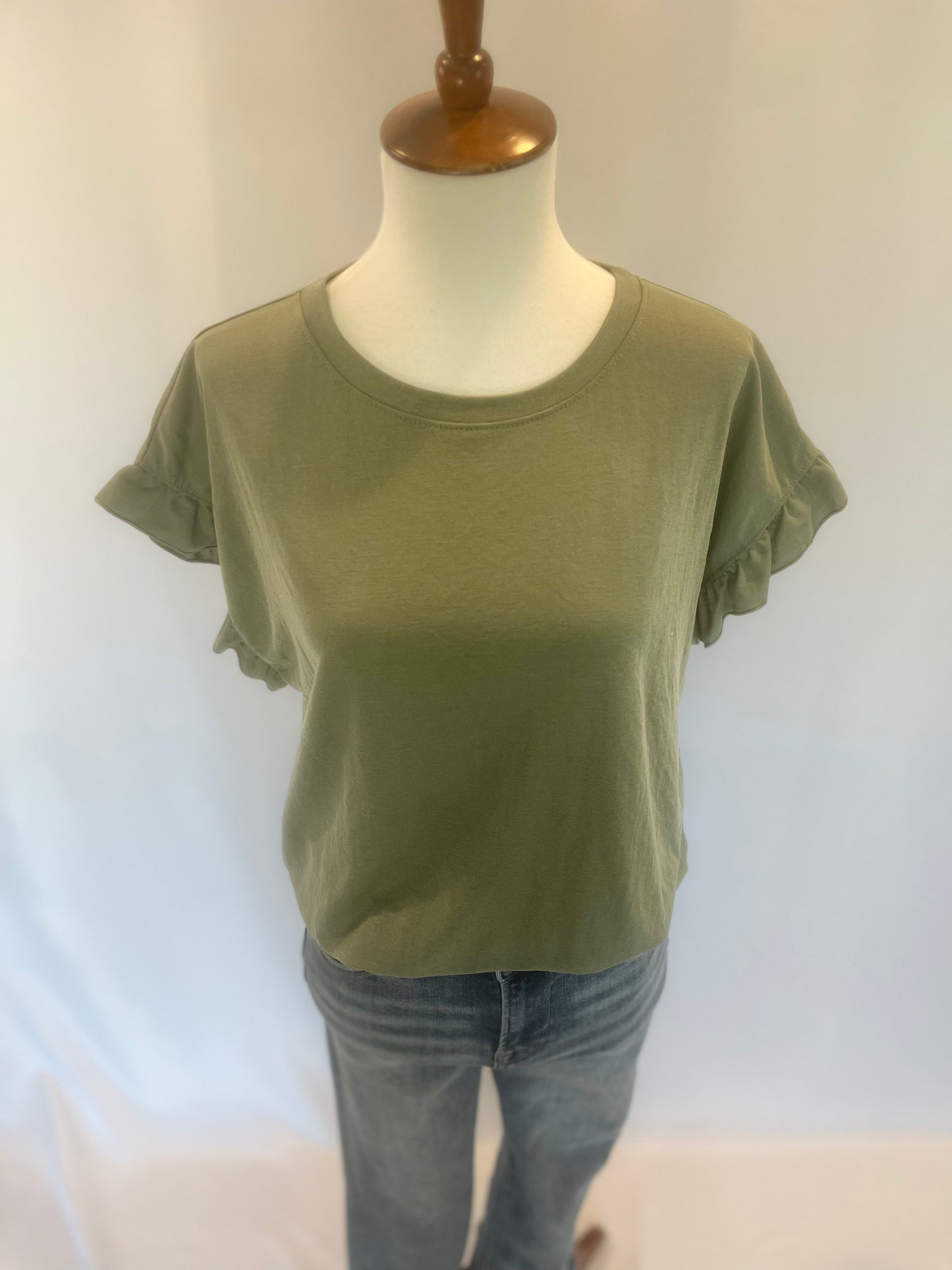 Gabi Ruffle Sleeve Round Neck Top