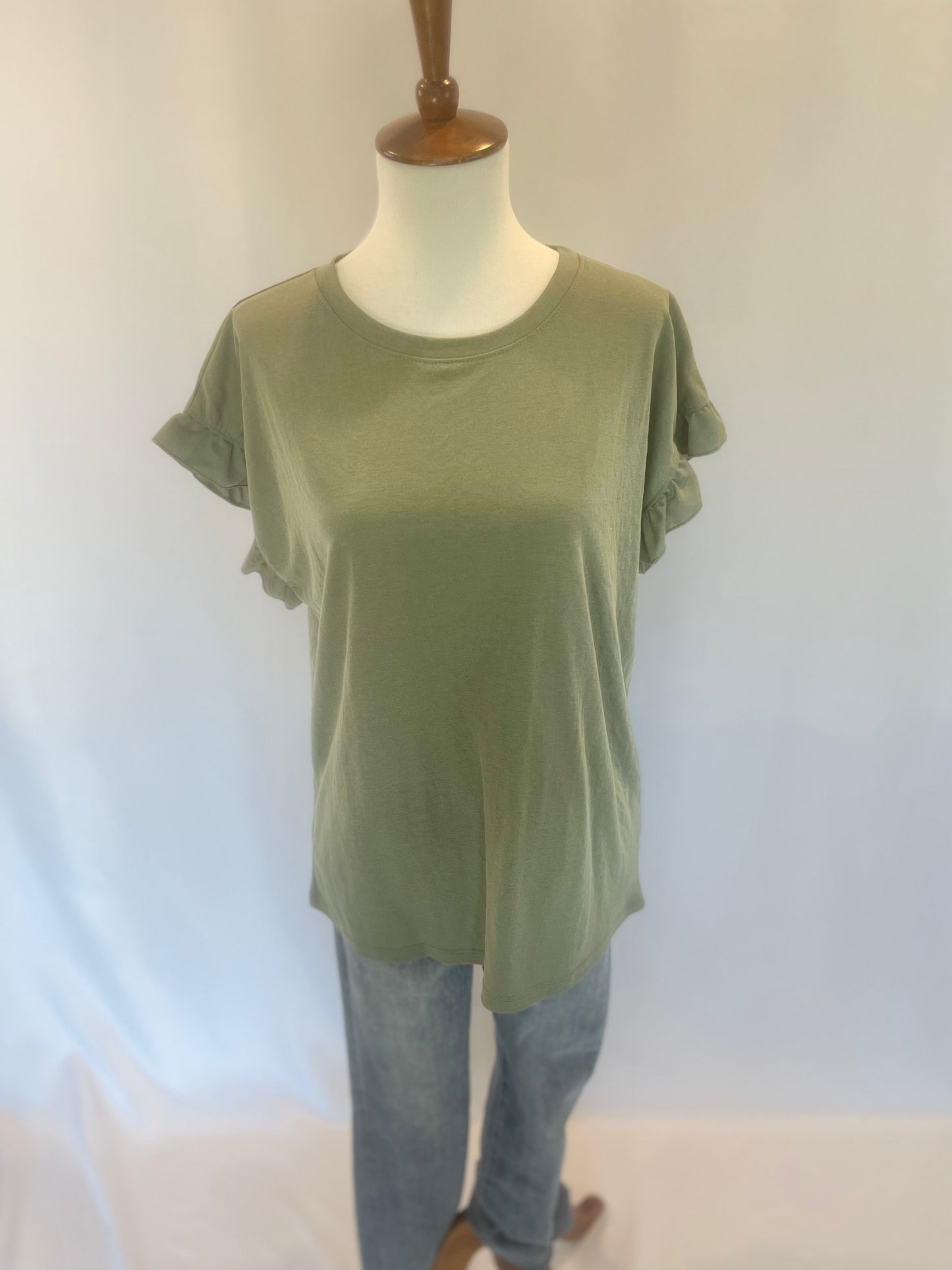 Gabi Ruffle Sleeve Round Neck Top