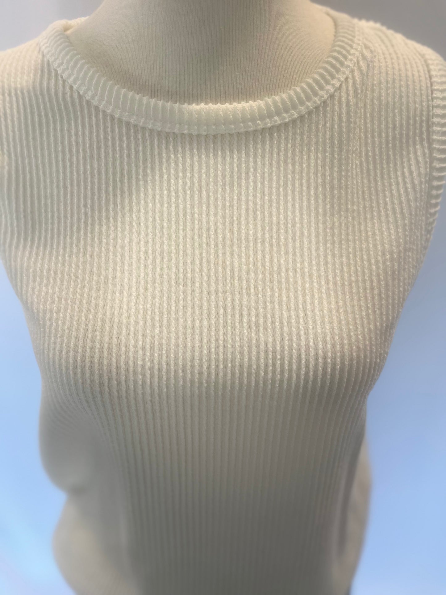 Ribbed Tank - White