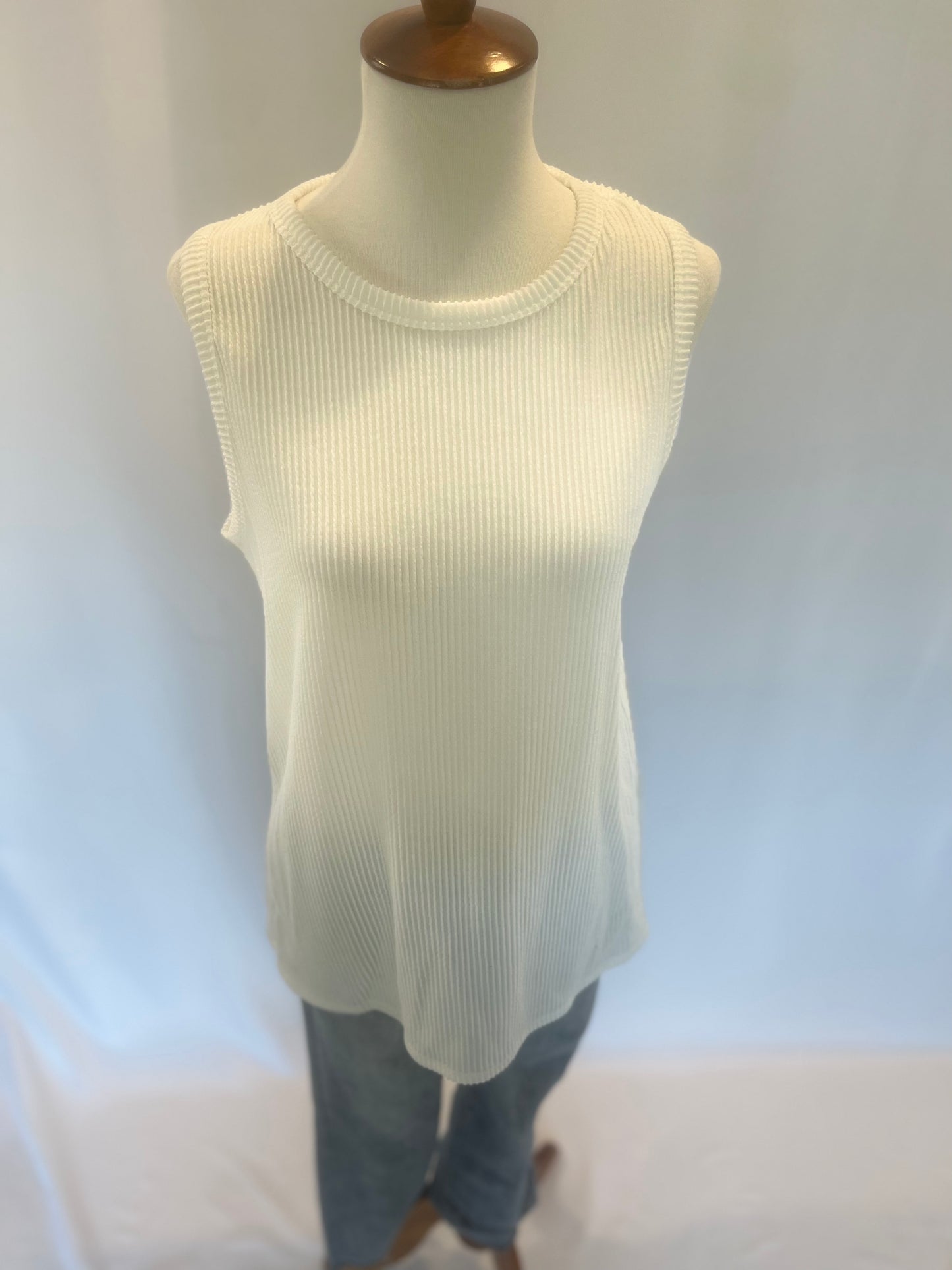 Ribbed Tank - White