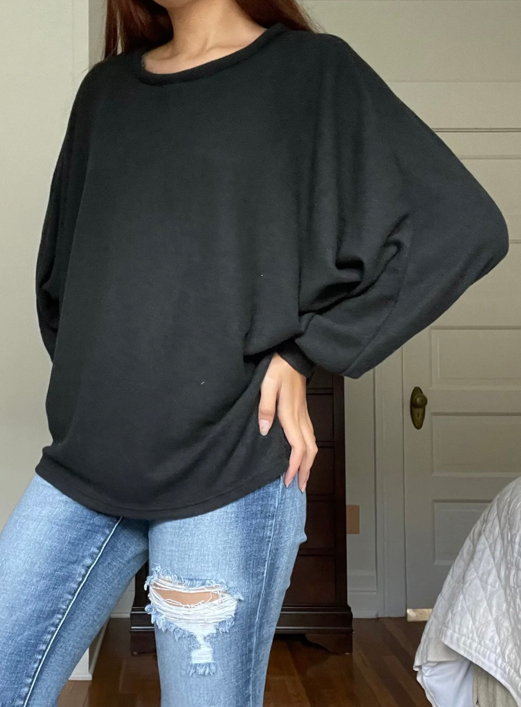 Hacci Top Dolman Sleeve - Black