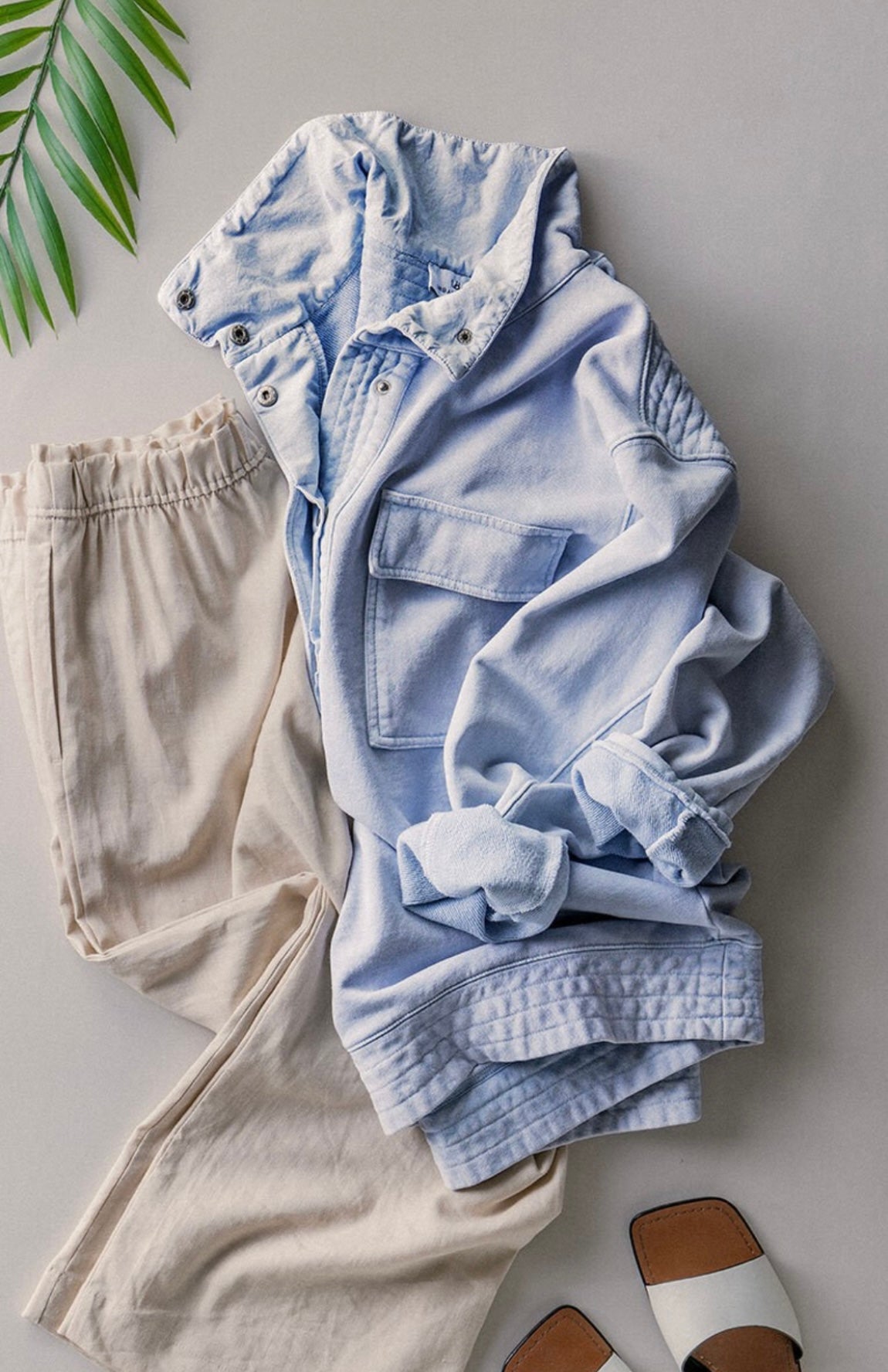 French Terry Washed Sweatshirt- Blue