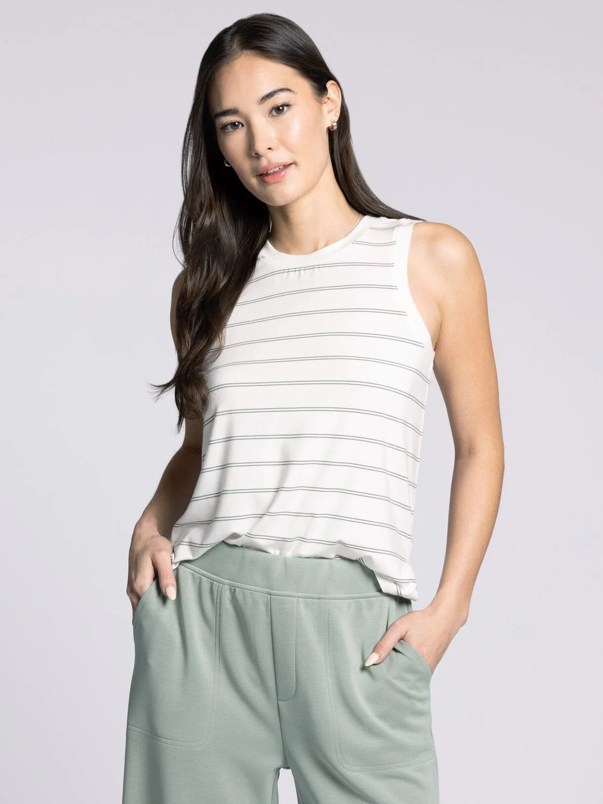 Mary Tank - Desert Green Stripe