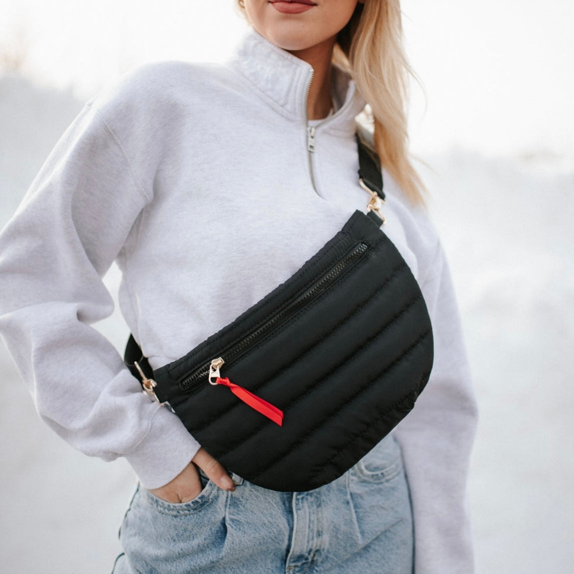 Jolie Puffer Belt Bag - Black