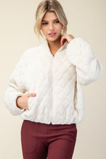Bone Quilted Bomber Jacket