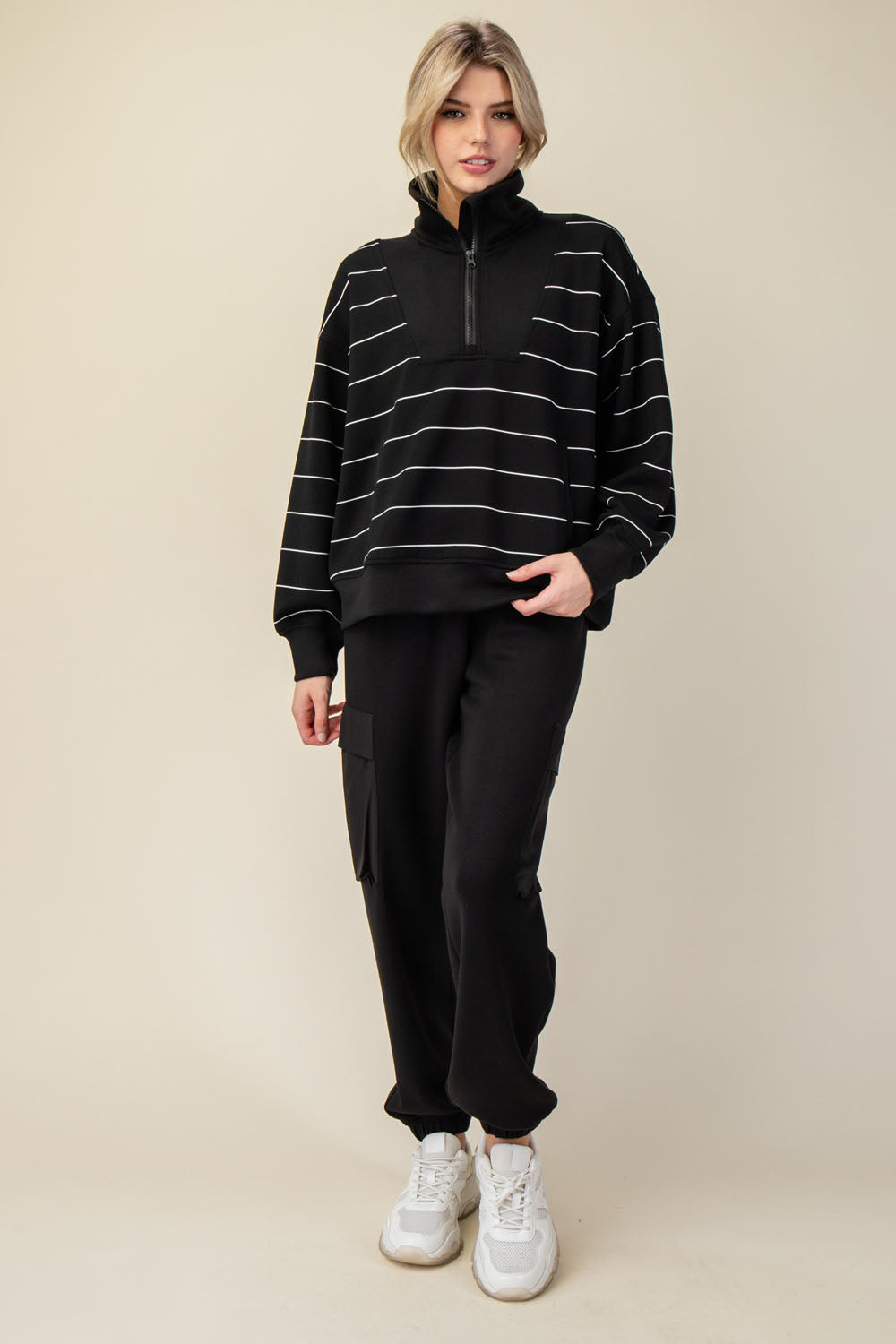 Modal Quarter Zip Mock Neck Pullover