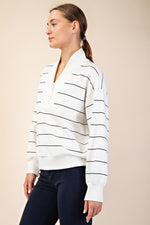 Modal Scuba Stripe V-Neck Pullover