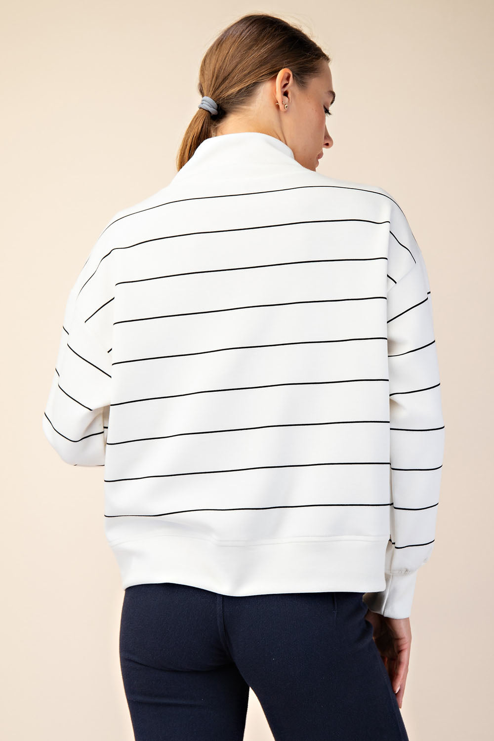 Modal Scuba Stripe V-Neck Pullover