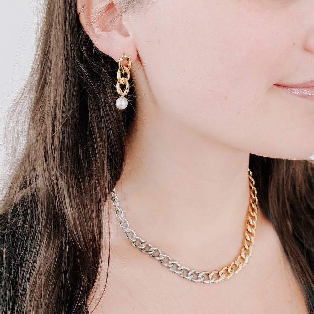 Twirling Pearl Chain Drop Earrings - WATERPROOF