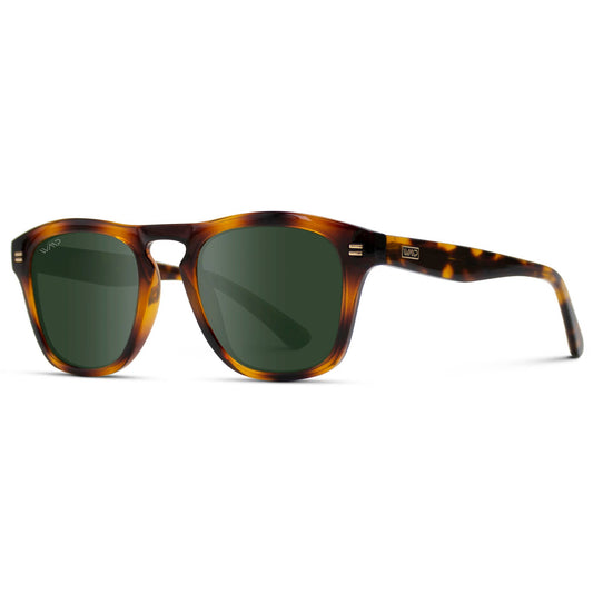 Dash - Unisex Polarized Square Sunglasses: Whiskey Brown Tortoise / Smoke Green Lens