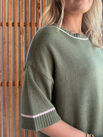Contrast Stripe on Olive Sweater