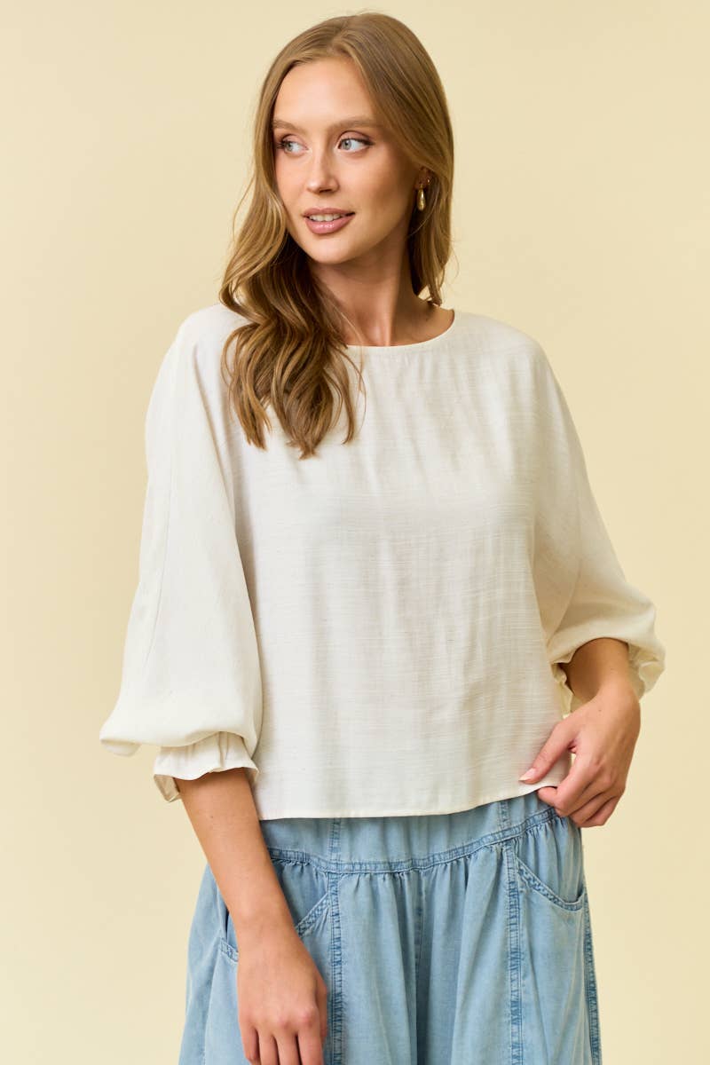 Linen Blend Top - Natural