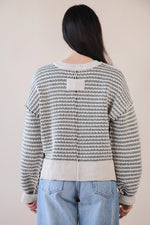 Two Tone Textured Knit Sweater - Black