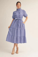 Striped Midi Dress - Blue