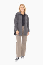 Oversized Cotton Blend Shacket - Black