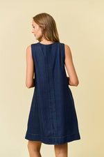 Dark Denim V-Neck Sleeveless Dress