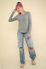 Soft Brushed Solid Knit Casual Top