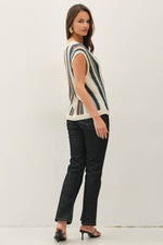 VERTICAL STRIPED HAND CRAFT CROCHET VEST