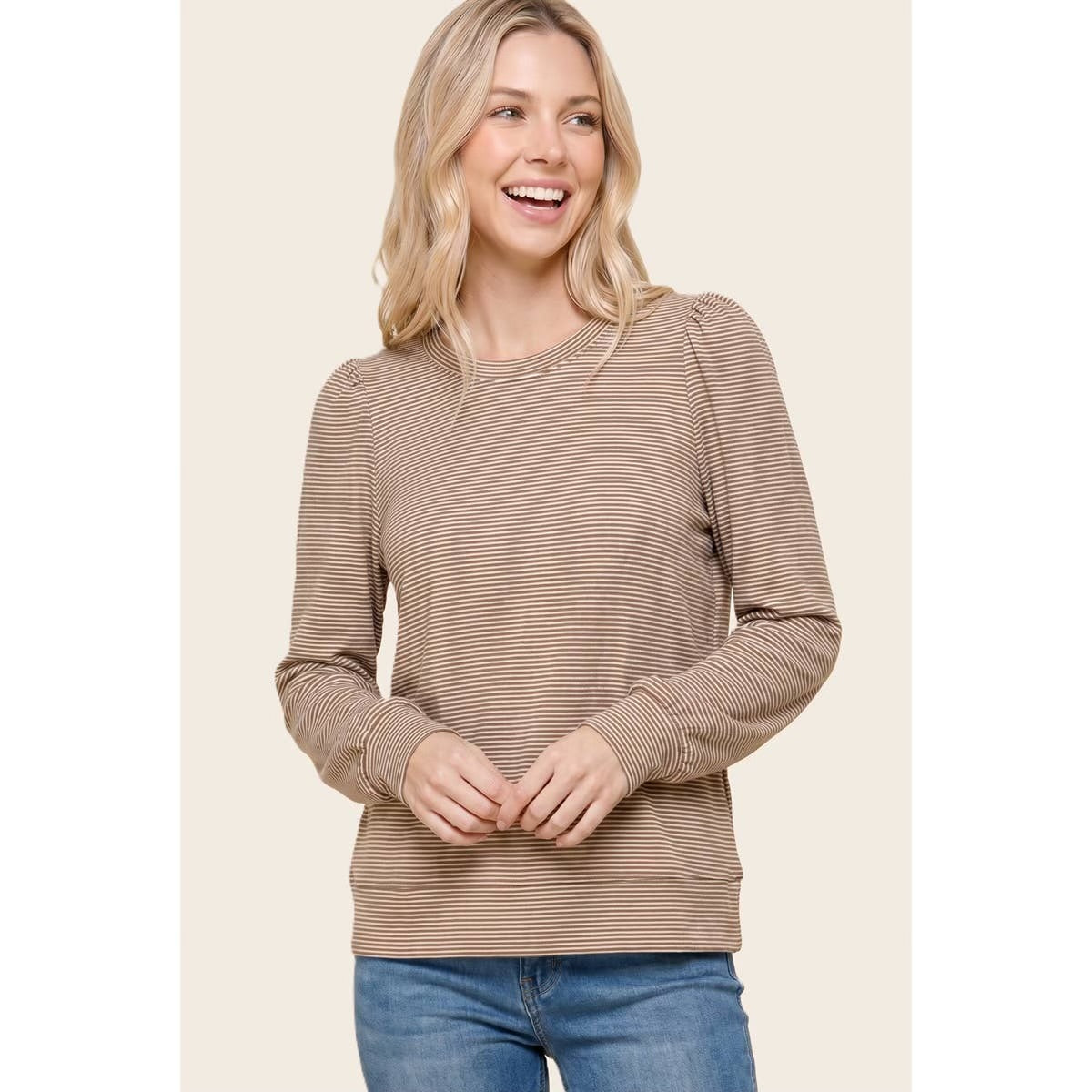 Micro Brushed Puff Sleeve Top