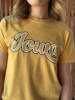 Double Layer Vintage Iowa T-Shirt: Gold