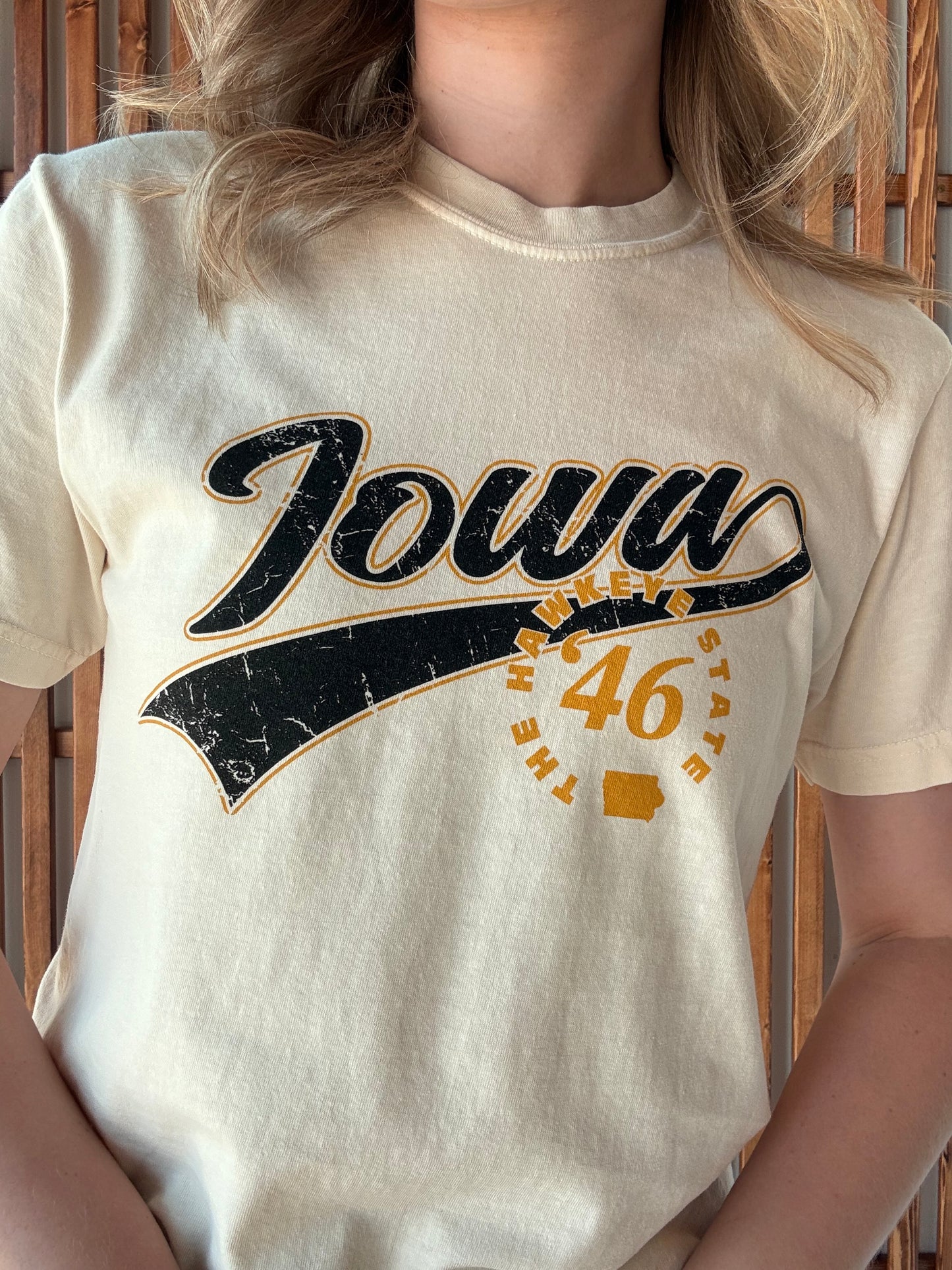 Hawkeye State '46 Graphic Tee: Cream