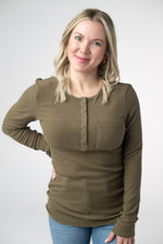 Georgia Long Sleeve w/ Snaps: Olive