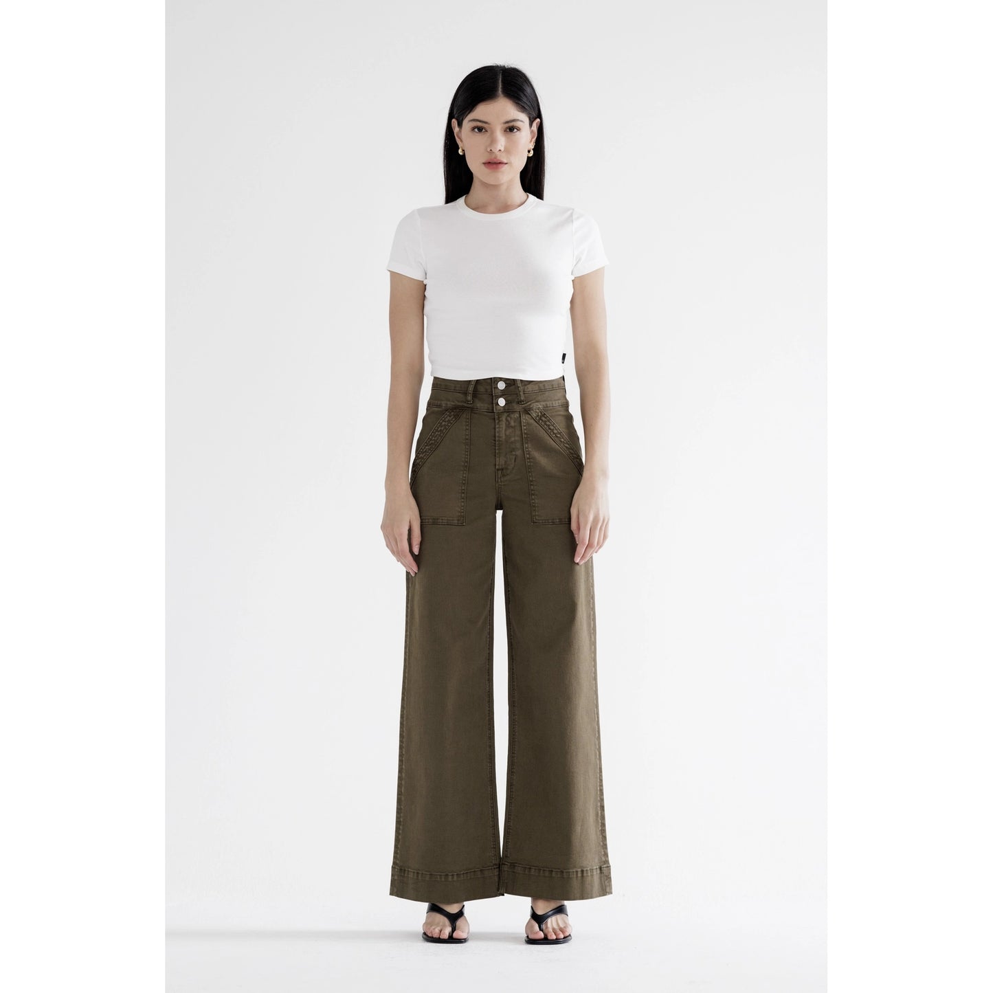 Fern Super High Double Waistband Wide Leg Mica Jeans