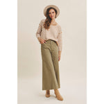 Relaxed Fit Textured Mix Stripe Sweater - Camel