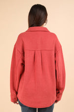 Oversized Cozy Button Down Shacket - Rose