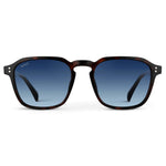 Francis - Geometric Frame Polarized Sunglasses: Brown Tortoise / Gradient Blue Lens