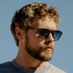 Francis - Geometric Frame Polarized Sunglasses: Brown Tortoise / Gradient Blue Lens