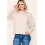 Mock Neck Solid Heavy Sweater - Oatmeal