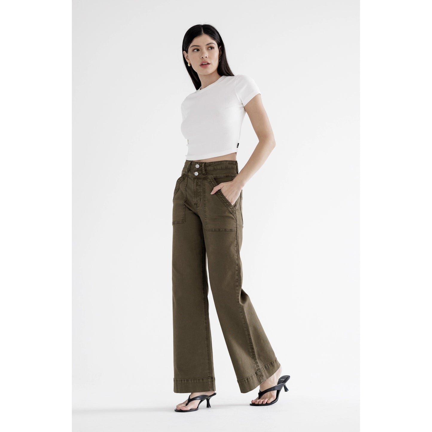 Fern Super High Double Waistband Wide Leg Mica Jeans