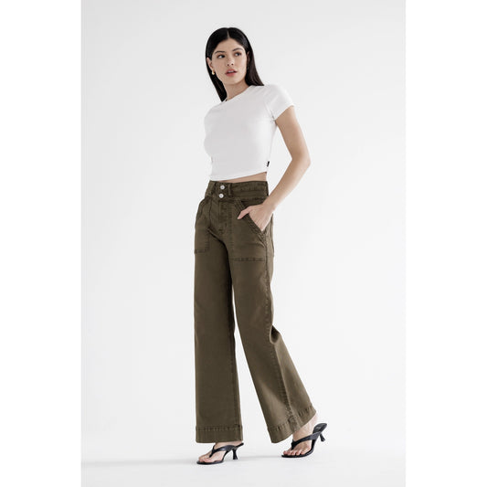 Fern Super High Double Waistband Wide Leg Mica Jeans