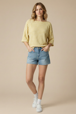 CLOUDY KNIT STRIPE TOP: Mellow Yellow