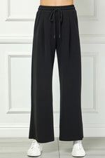 Wide-leg Pants With Drawstring Waist - Black