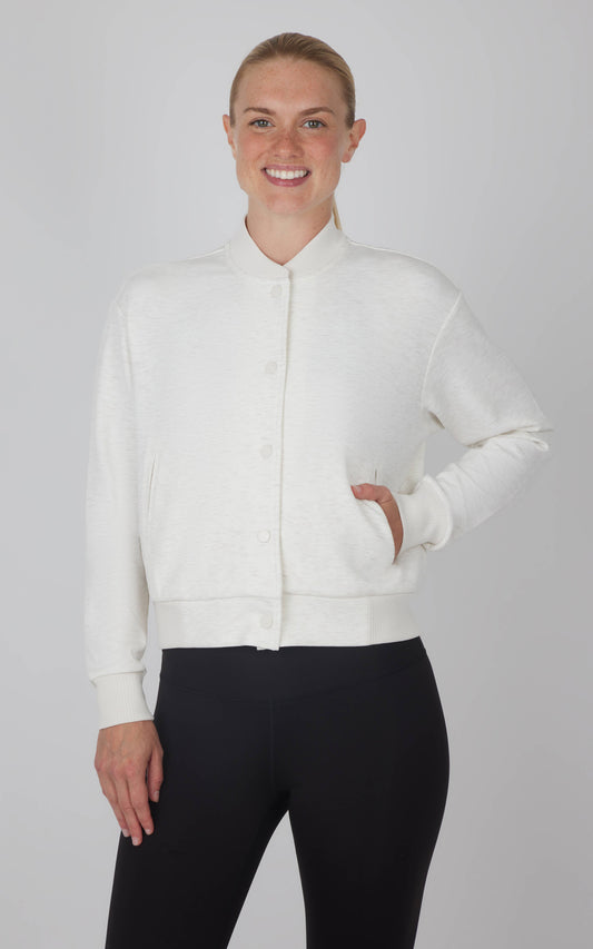 Scuba Button Down Bomber Jacket: SEASIDE SAND