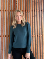 Pleated Ballon Sleeve Sweater - Teal