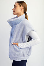 Oversized Micro Sherpa Vest - Lavender Blue