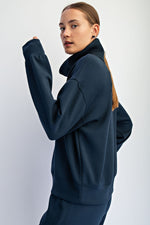Modal Scuba Luxe V-turtleneck - Teal Navy