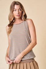 TEXTURED KNIT TANK: LATTE