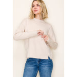 Mock Neck Solid Heavy Sweater - Oatmeal