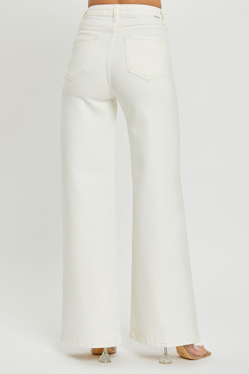 Cream HR Tummy Control Wide Leg Jean