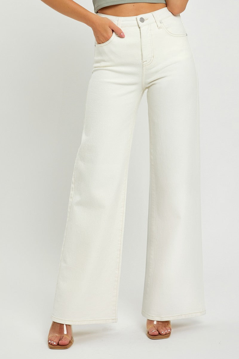 Cream HR Tummy Control Wide Leg Jean